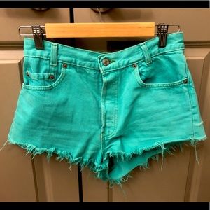 Levi’s teal denim shorts